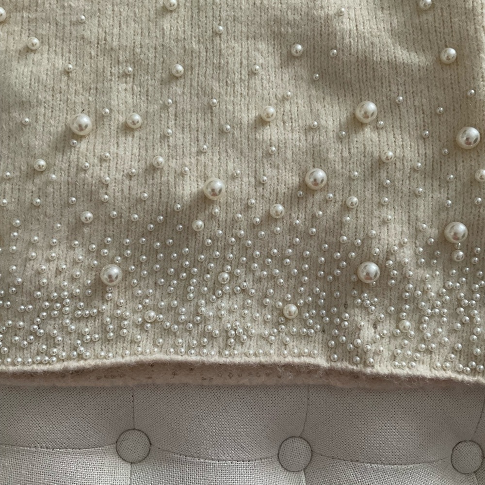 Zara Cream Crew Neck Sweater with Embellishments - Picture 5 of 8